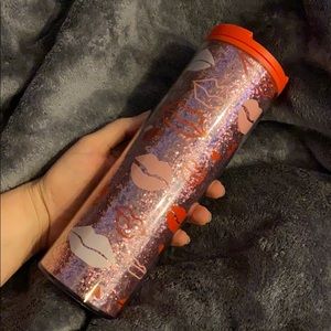 Starbucks Valentines Lips Hearts Glitter Tumbler